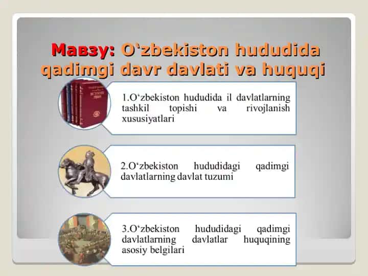 O‘zbekiston hududida qadimgi davr davlati va huquqi