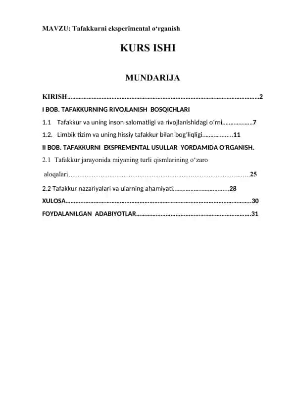Tafakkurni eksperimental o‘rganish