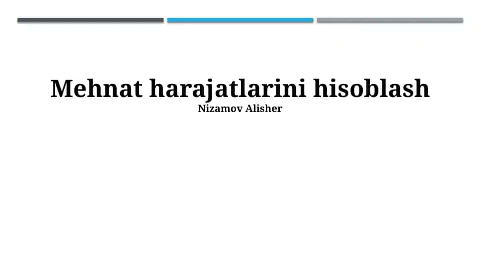 Mehnat harajatlarini hisoblash