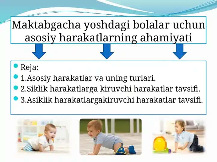 Maktabgacha yoshdagi bolalar uchun asosiy harakatlarning ahamiyati