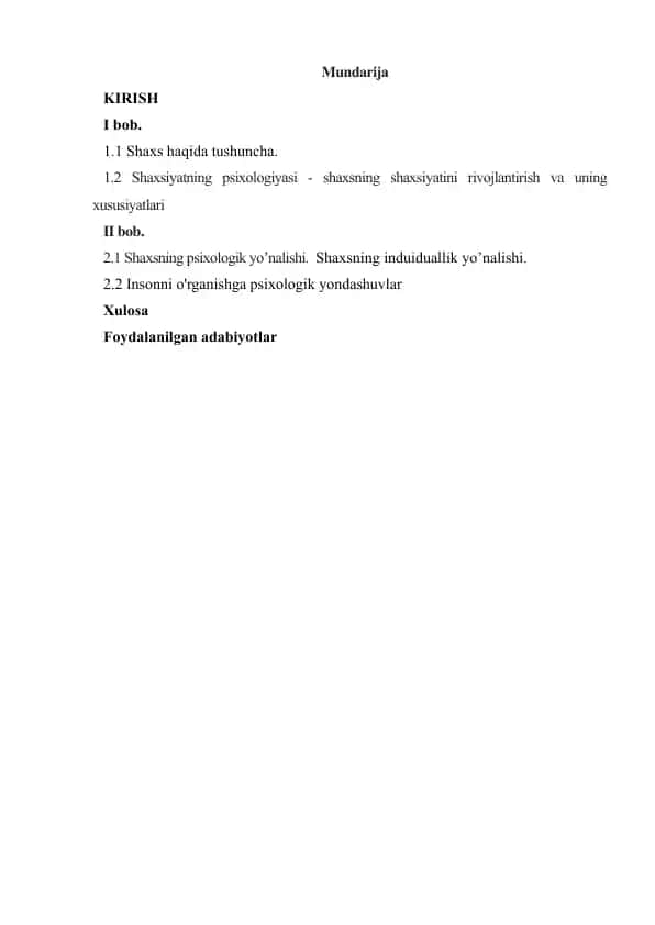 Shaxsiyatning psixologiyasi