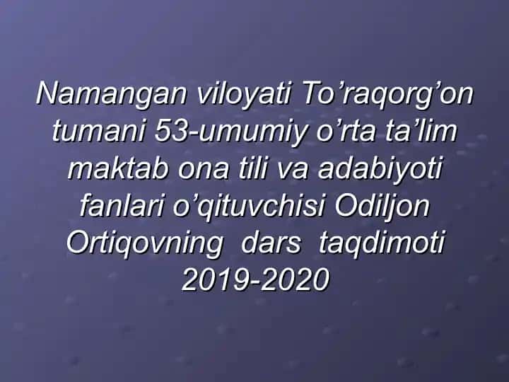 O'tkir Hoshimov dars taqdimoti