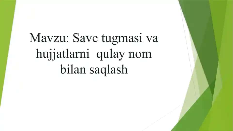 Save tugmasi haqida ma'lumotlar qulaynombilan saqlash