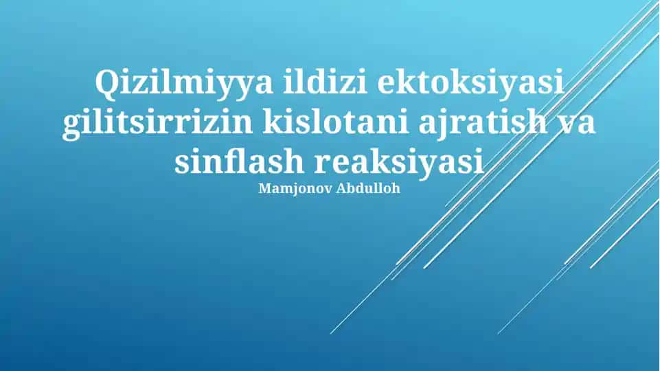 Qizilmiyya ildizi ektoksiyasi gilitsirrizin kislotani ajratish va sinflash reaksiyasi