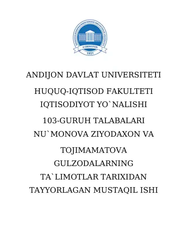 O`rta Osiyodagi jadidlarning iqtisodiy g`oyalari