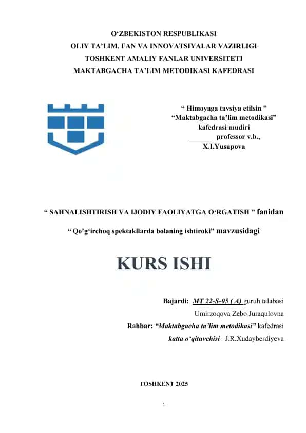 Qo’gʻirchoq spektakllarda bolaning ishtiroki.