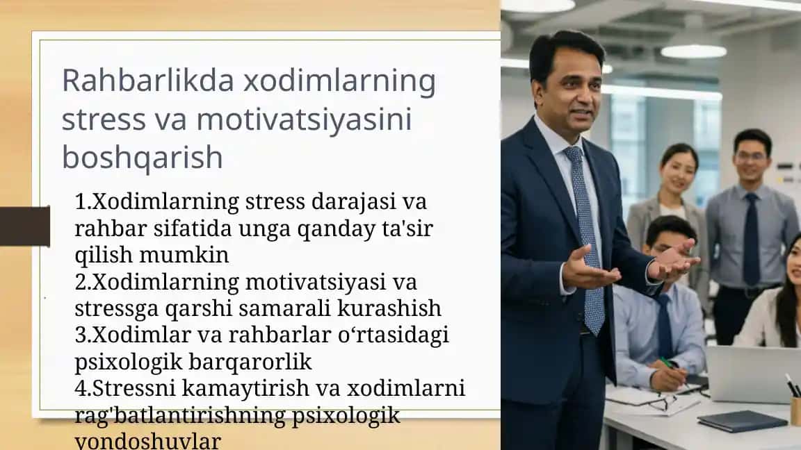 Rahbarlikda xodimlarning stress va motivatsiyasini boshqarish