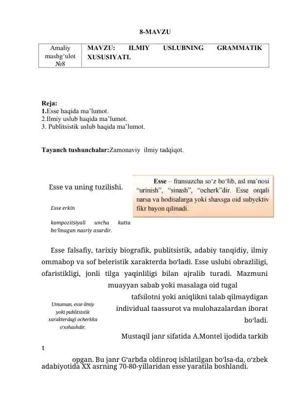 Amaliy mashg‘ulot №8