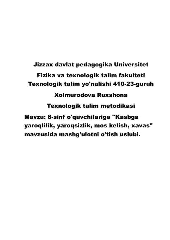Texnologik talim metodikasi