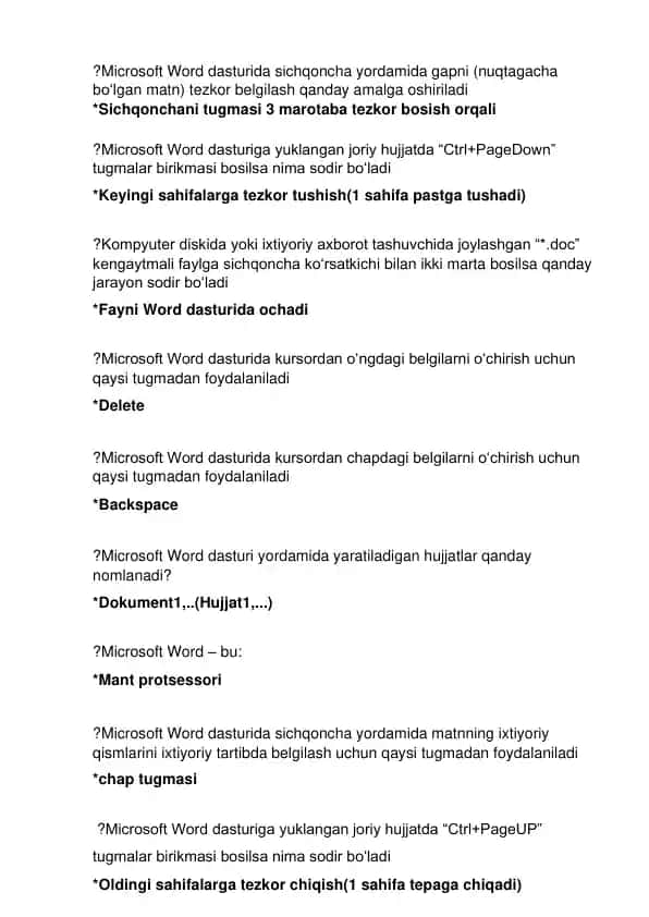 Microsoft Word dasturida sichqoncha yordamida gapni tezkor belgilash