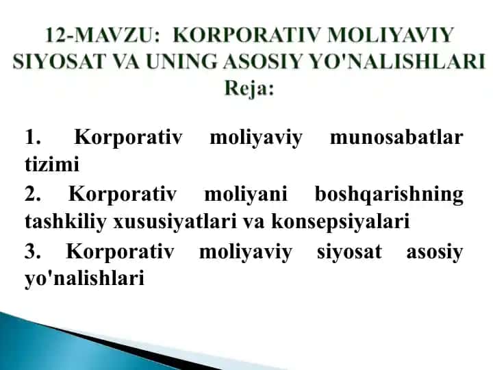 Korporativ moliyaviy munosabatlar tizimi