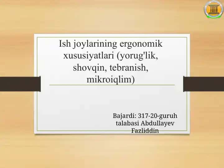 Ergonomika haqida tushuncha