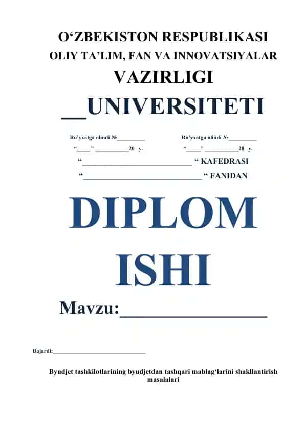 Byudjet tashkilotlarining byudjetdan tashqari mablag‘larini shakllantirish masalalari