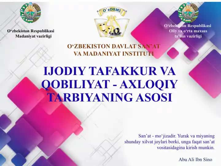 IJODIY TAFAKKUR VA QOBILIYAT - AXLOQIY TARBIYANING ASOSI