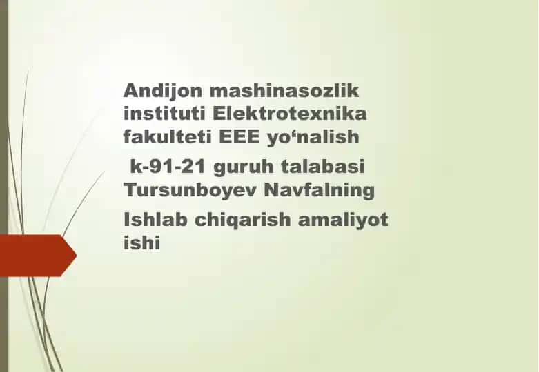 Elektrotekniqa fakulteti EEE yo‘nalishi