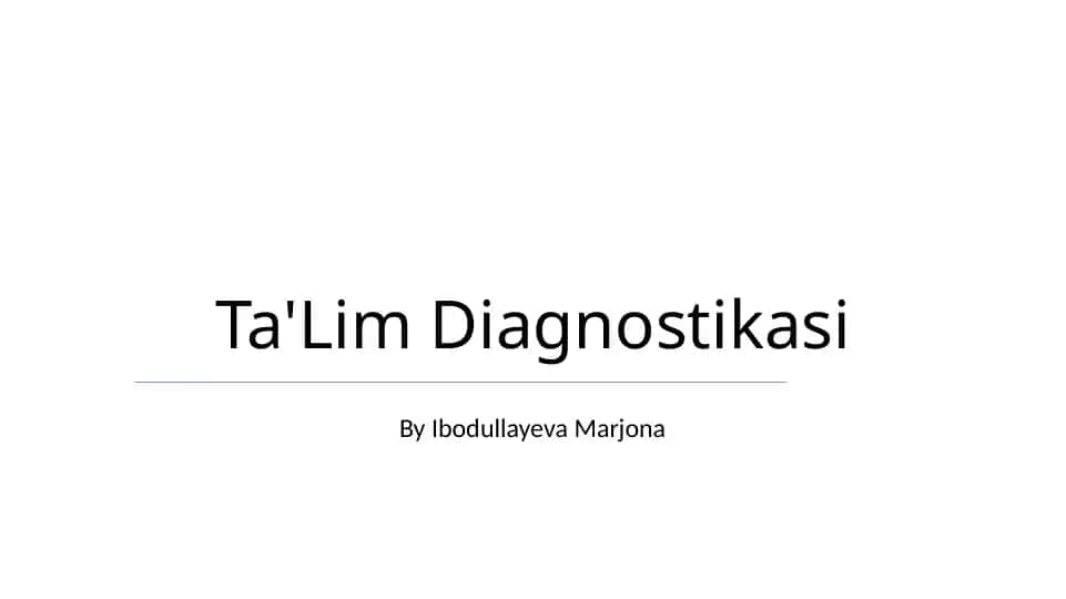Ta'Lim Diagnostikasi