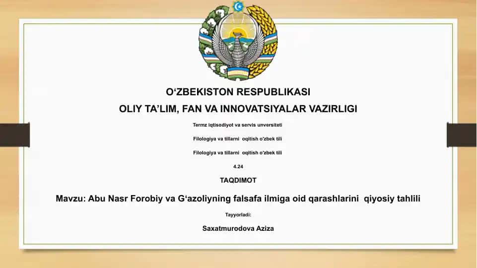 Abu Nasr Forobiy va Gʻazoliyning falsafa ilmiga oid qarashlarini qiyosiy tahlili