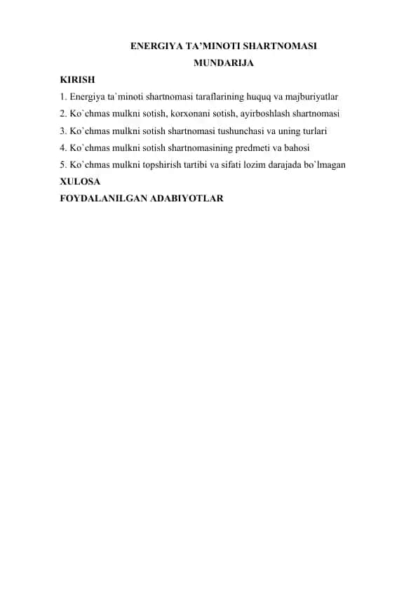 ENERGIYA TA’MINOTI SHARTNOMASI