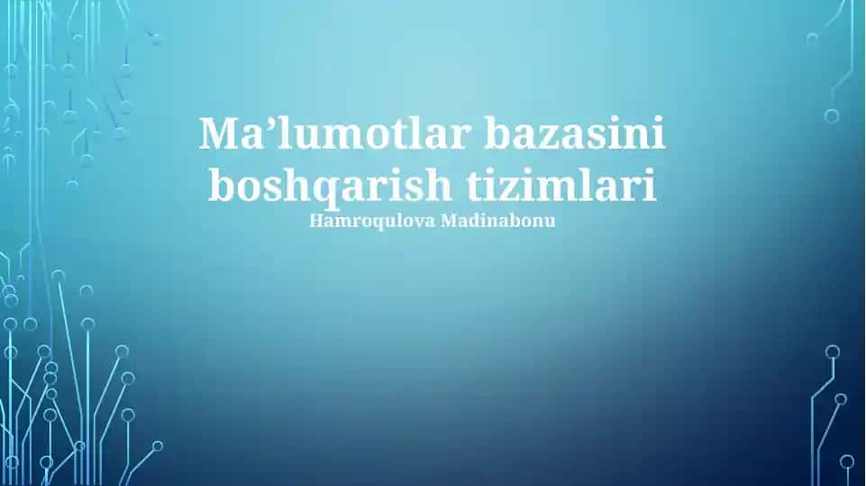 Ma'lumotlar bazasini boshqarish tizimlari