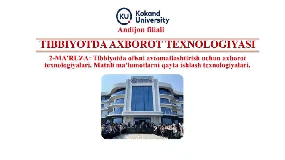 Tibbiyotda Axborot Texnologiyasi