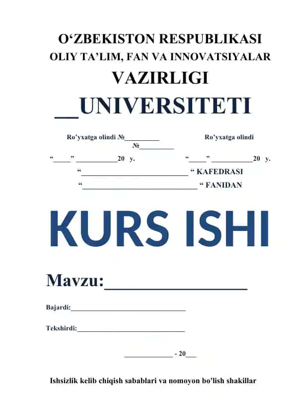 Ishsizlik va uni yechish usullari
