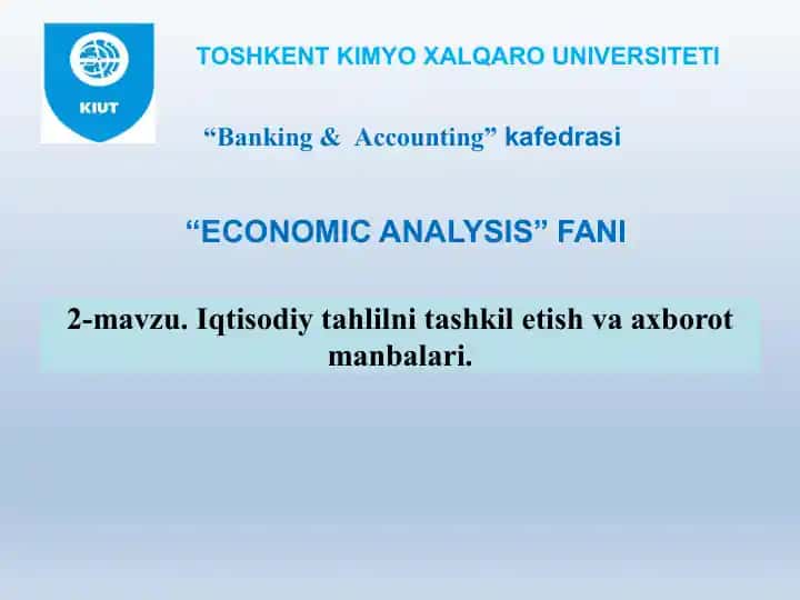 Iqtisodiy tahlilni tashkil etish, yuritish, xulosalarni shakllantirish sohasidagi munosabatlarni tartibga solishdagi meyoriy asoslar