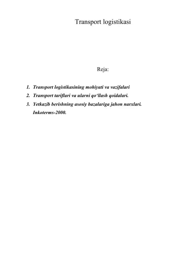 Transport logistikasi