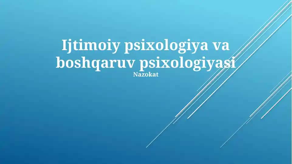 Ijtimoiy psixologiya va boshqaruv psixologiyasi