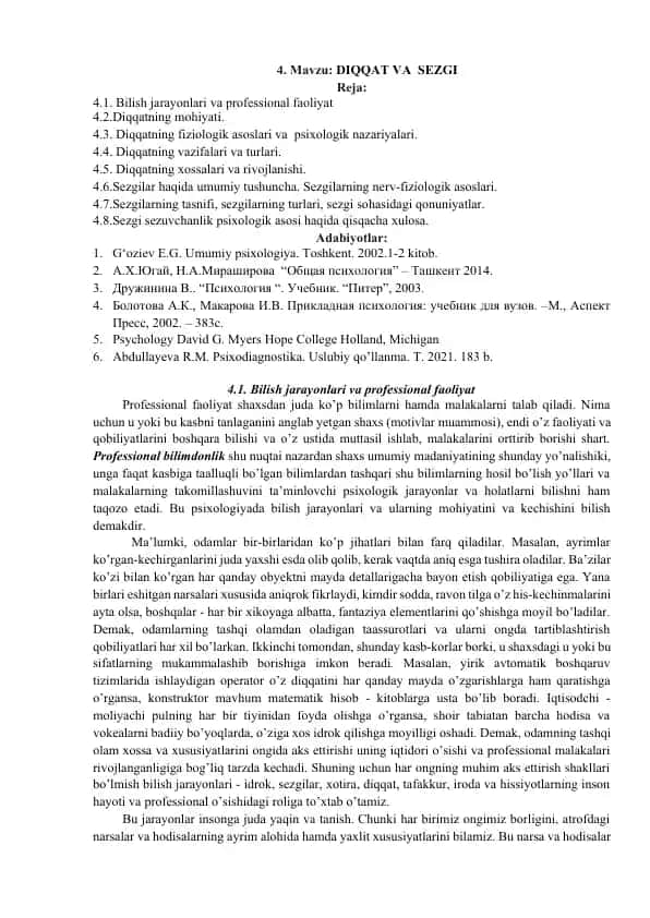 Diqqat va Sezgi
