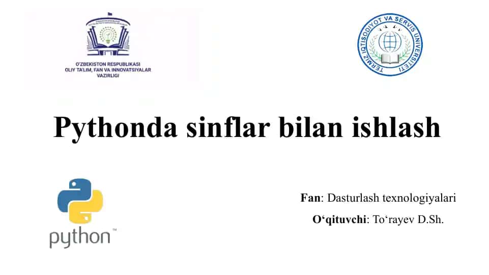Pythonda sinflar bilan ishlash