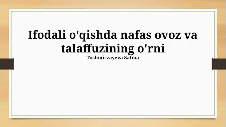 Ovoz va Talaffuz