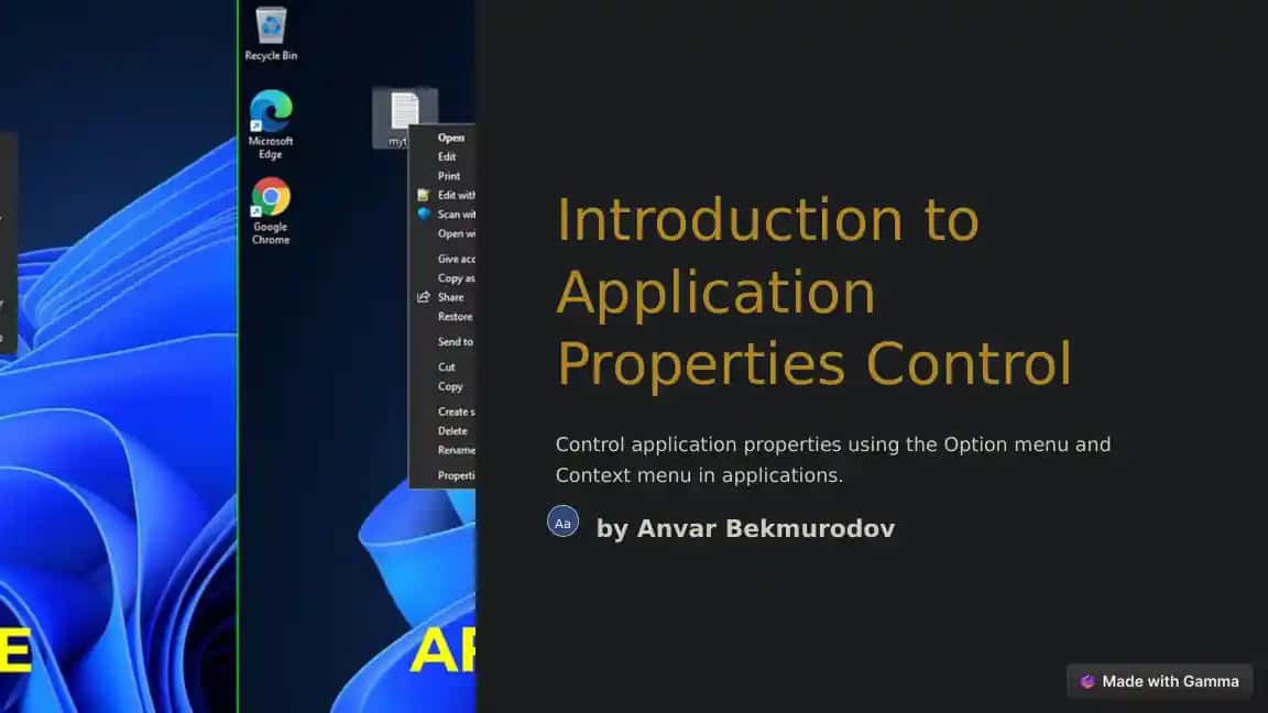 Introduction to Application Properties Control