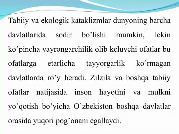 Tabiiy va ekologik kataklizmlar