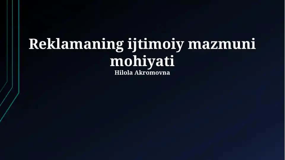 Reklama va uning ijtimoiy mazmuni
