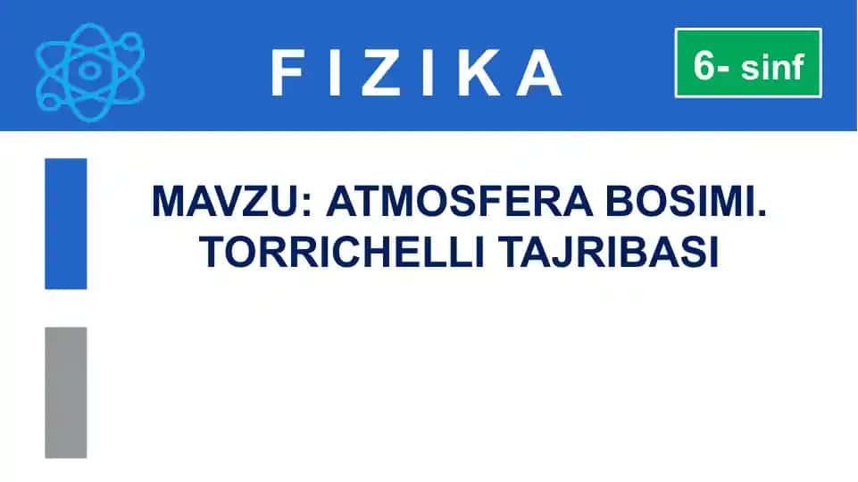 ATMOSFERA BOSIMI. TORRICHELLI TAJRIBASI
