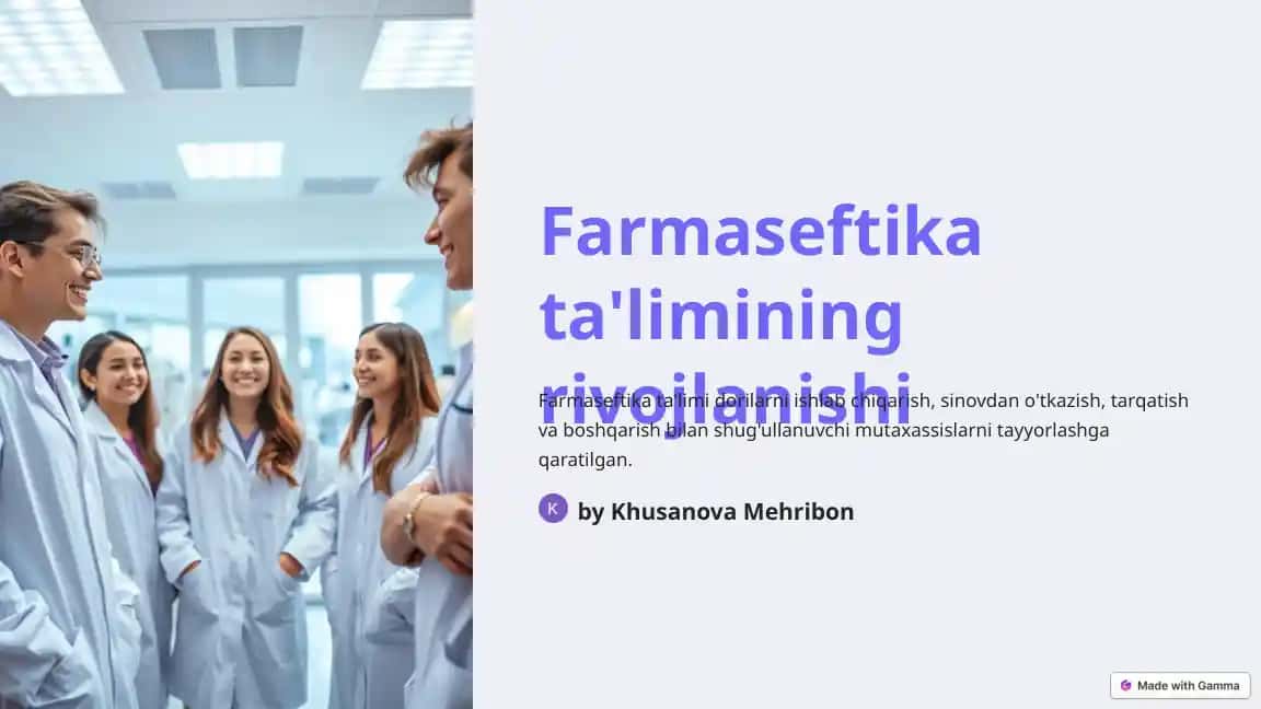 Farmasevtika ta'limining rivojlanishi