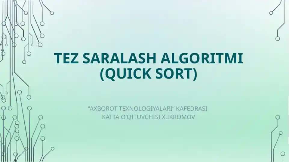Tez saralash algoritmi (Quick Sort)