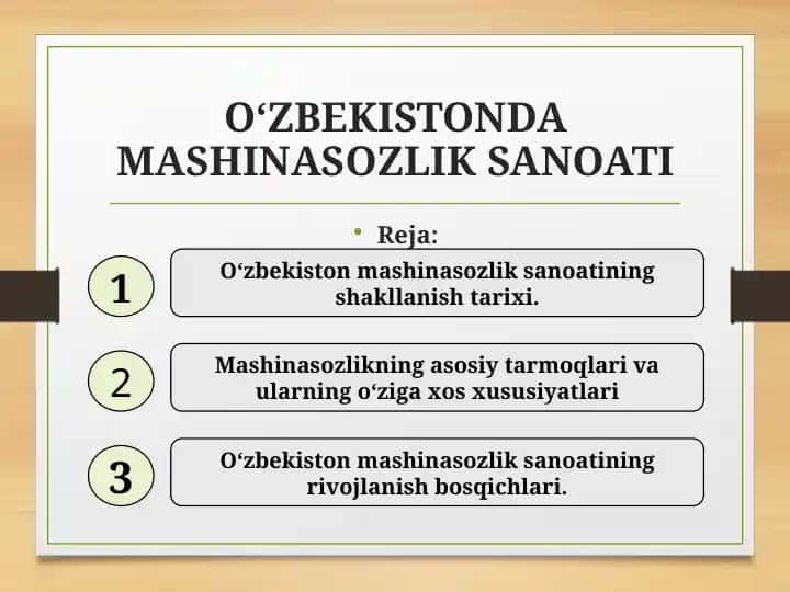 O‘ZBEKISTONDA MASHINASOZLIK SANOATI