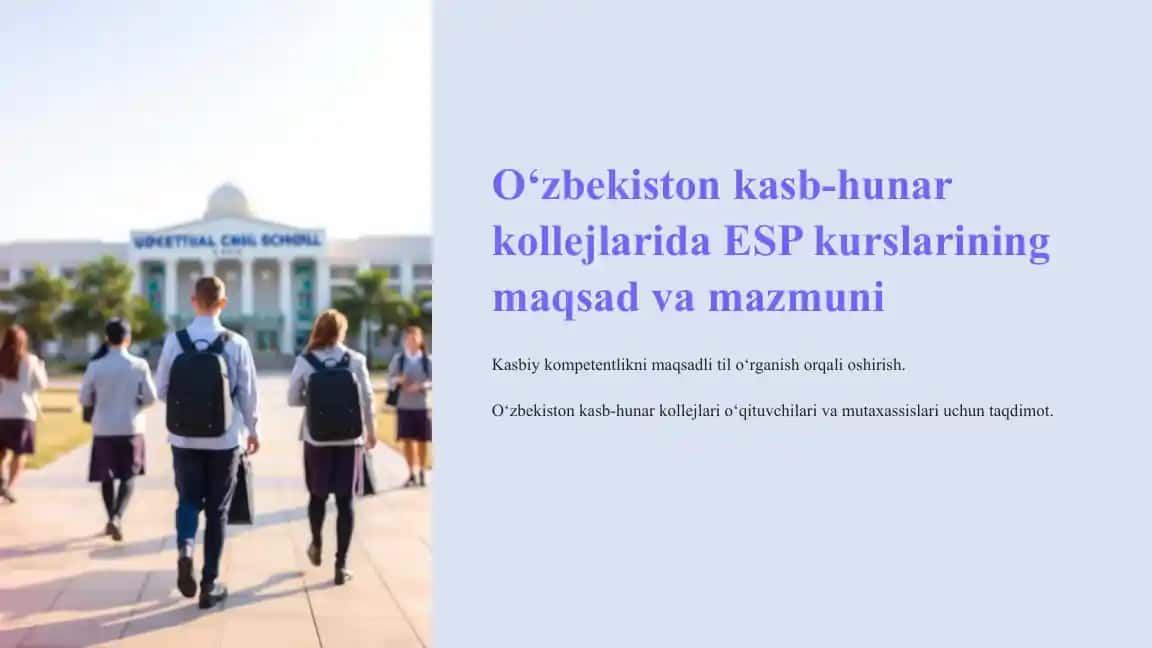 ESP kurslarining maqsad va mazmuni