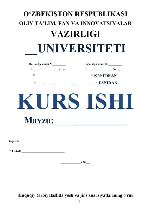 Huquqiy tarbiyalashda yosh va jins xususiyatlarining o'rni
