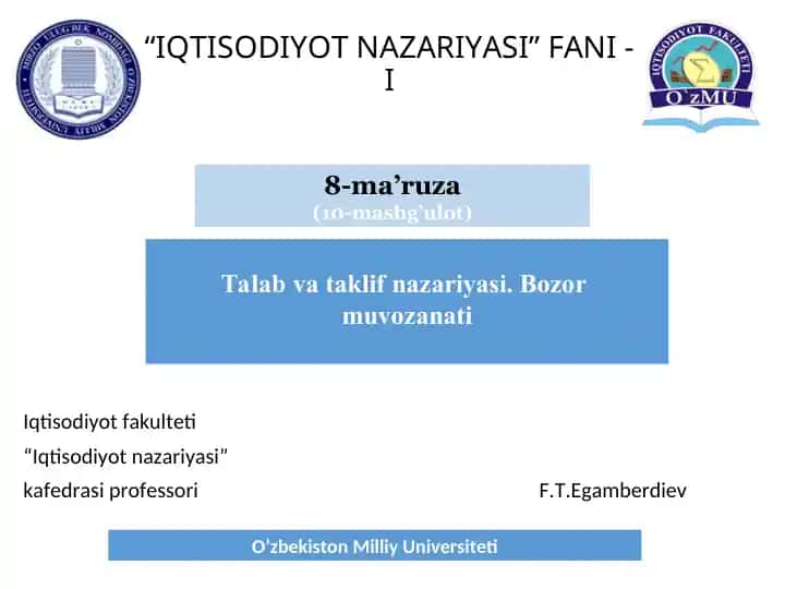 IQTISODIYOT NAZARIYASI