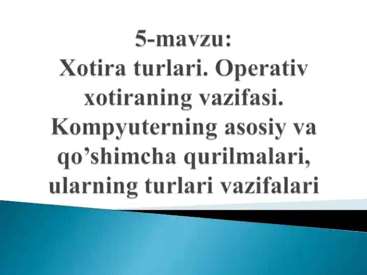 Xotira turlari