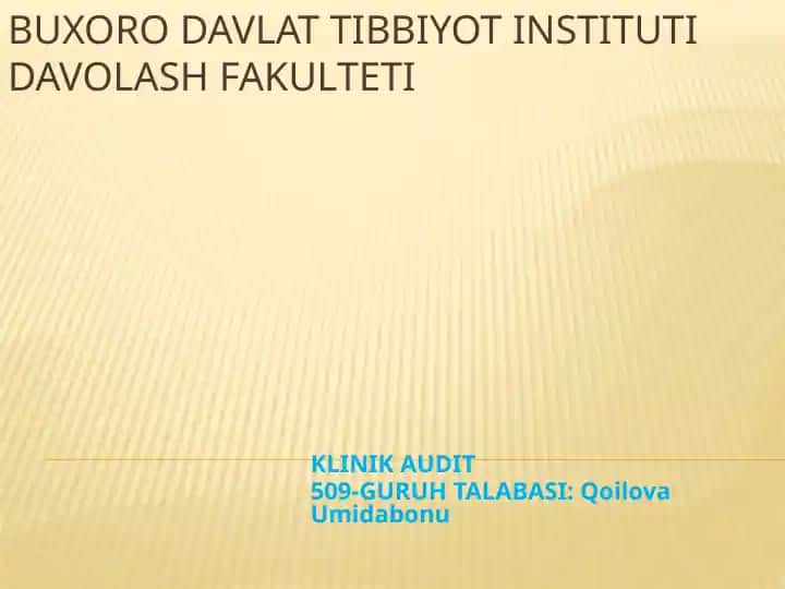 KLINIK AUDIT