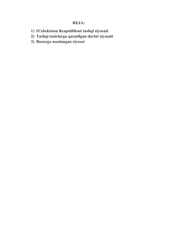 O’zbekiston Respublikasi tashqi siyosati