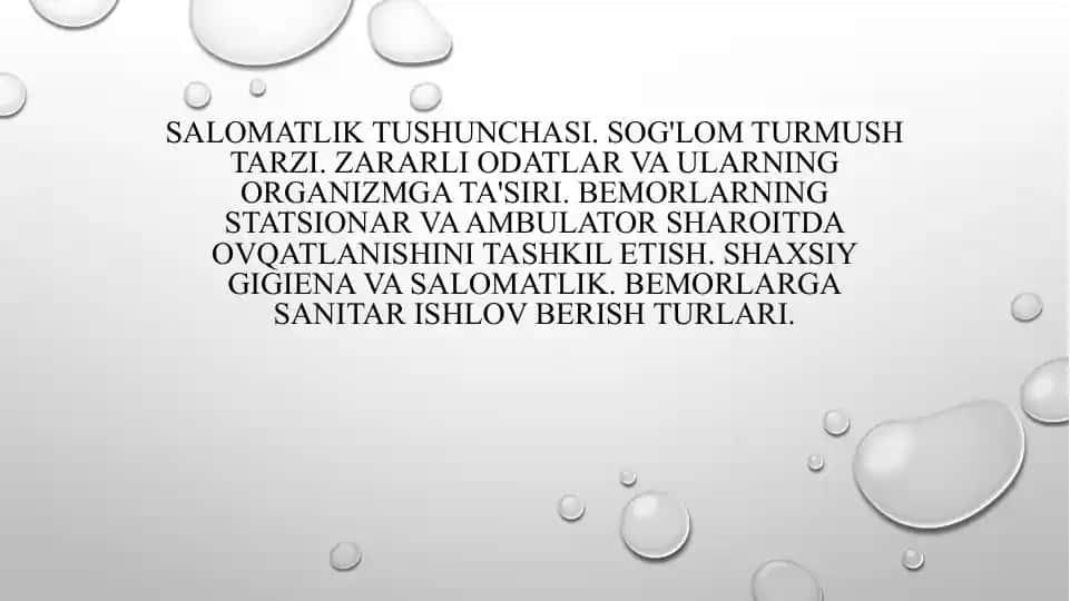 Salomatlik tushunchasi