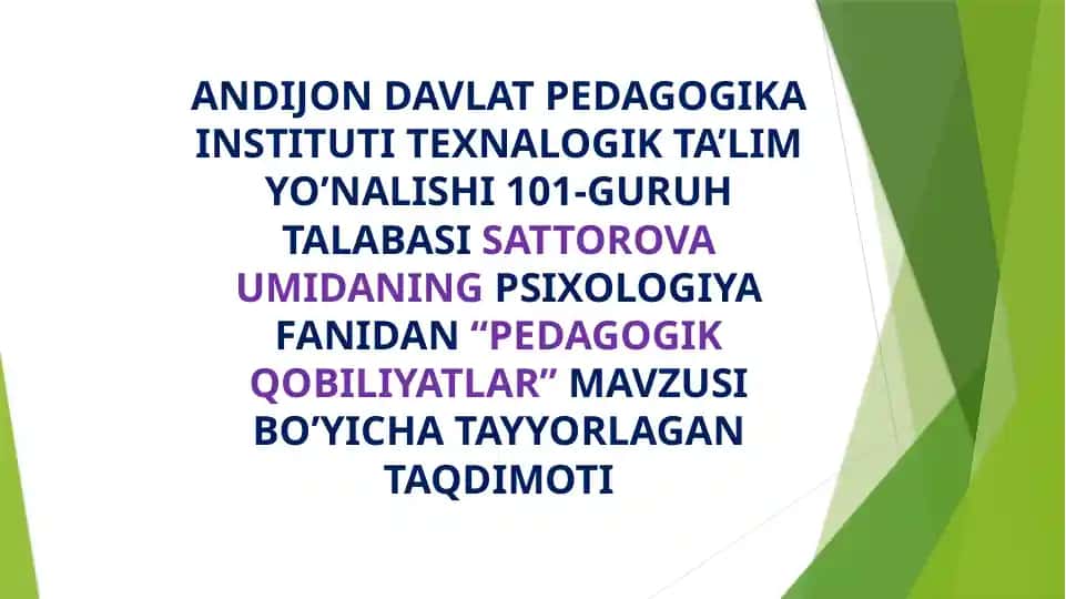 Pedagogik qobiliyatlar taqdimoti