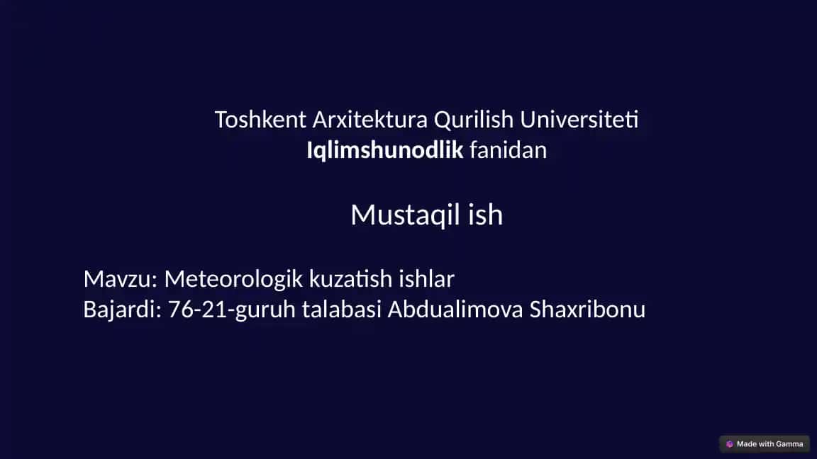 Meteorologik Kuzatish Ishlari