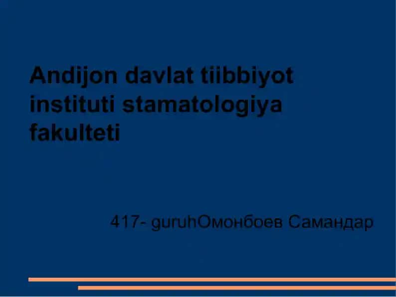Tishning Nuqsonlari tasnifi