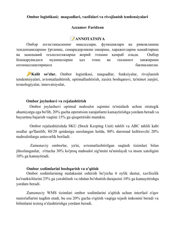 Ombor logistikasi