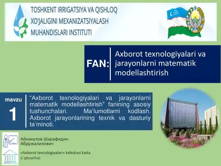 Axborot texnologiyalari va jarayonlarni matematik modellashtirish